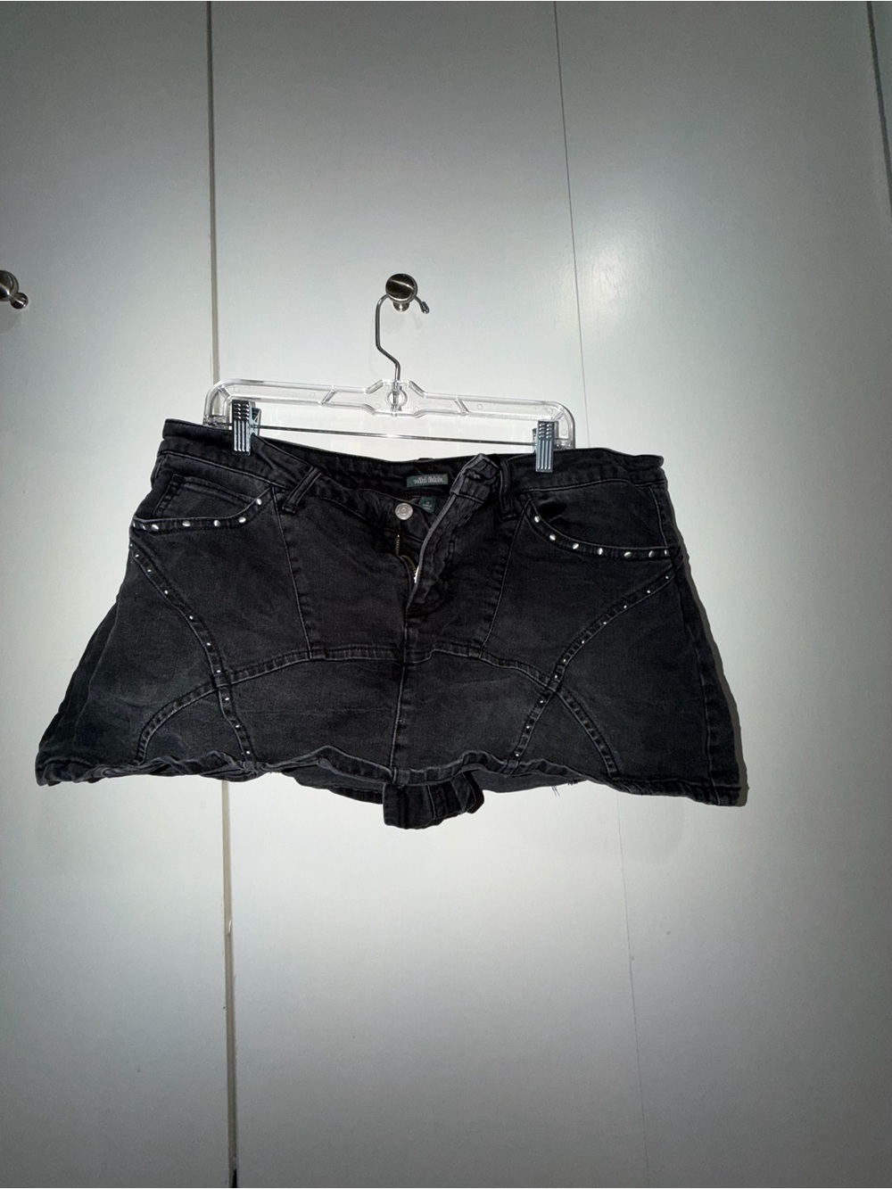 Women's Black Denim Studded Skort